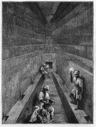 Vue de la grande galerie de la pyramide de Khéops à Gizeh, Égypte