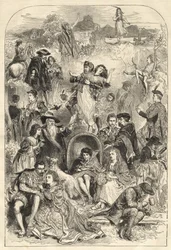 Personnages de Walter Scott - principaux personnages des romans de Walter Scott - gravure de 1871