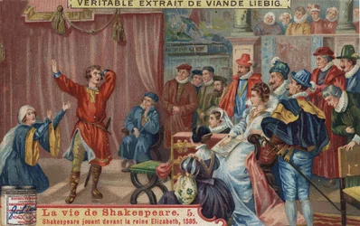 William Shakespeare jouant devant la reine Élisabeth I et à sa cour