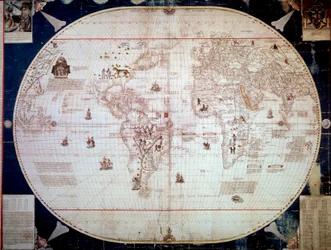 Carte du monde du navigateur Sebastiano Caboto (Sebastien Cabot) (1476-1557) 1544. Paris, B.N.