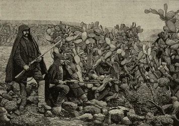Jeunes parmi les figues de Barbarie, insurrection des Fasci Siciliani, Italie, photographie de E X tirée de L