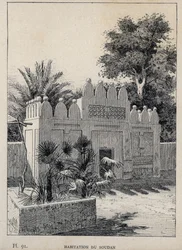 Habitation du Soudan - gravure de 1889 dans « Histoire de l