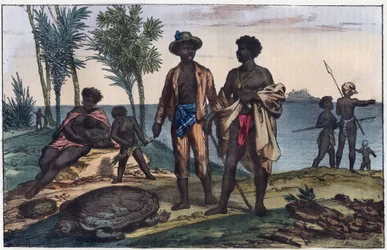 Habitants des îles du Cap-Vert - gravure tirée de « Usi e Costumi di Tutti i Popoli dell