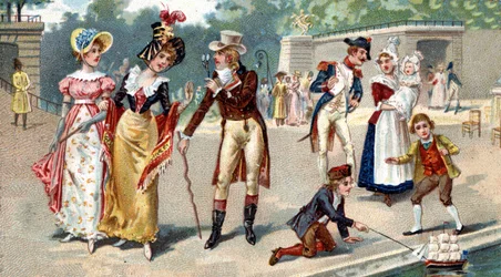 Le Jardin des Tuileries à la fin du 18ème siècle. Chromolithographie Liebig du 19ème siècle