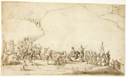 Calvaire (recto) ; Esquisse de la partie inférieure de la jambe droite (verso)