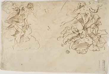 Deux figures dans les nuages
