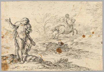 Dessin, Centaure sauvant une jeune fille d