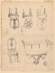 Dessins, chaises et croquis d