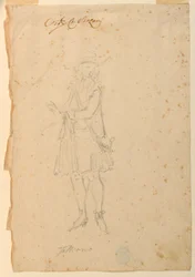 Dessin, création de costumes : Un homme du monde pour un ballet, vers 1720