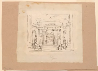 Dessin, conception de rideau, passerelle de courbure Architecture ancienne, début du 19e siècle