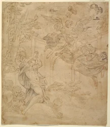 Dessin, Daniel dans la fosse aux lions, vers 1630-40