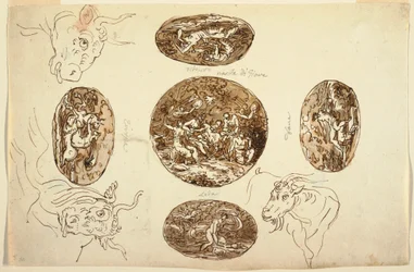 Dessin, actes de Jupiter, pour un plafond, 1812