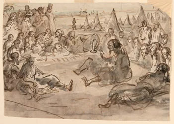 Dessin, Zouaves au camp de Saint-Maur, 1859