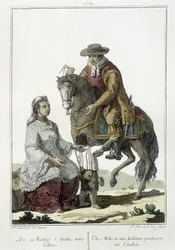 Un Métis et un Indien donnent naissance à une cauillote - gravure