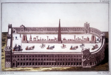 Une course de chars au Cirque Maxime (Circo Massimo).