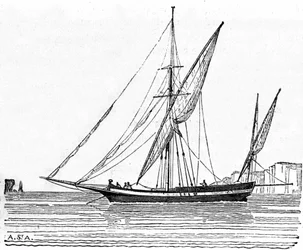 Une tartane, un petit bateau avec un grand mât de la Méditerranée.