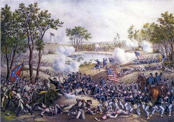 Guerre de Sécession américaine ou guerre civile (1861 - 1865) : Cold Harbor ou deuxième bataille de Cold Harbor, Virginie 31 mai-01 juin 1864. Gravure du 19ème siècle.