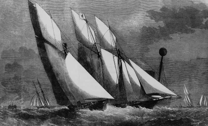 Course annuelle du Royal Thames Yacht Club : Galatea et Sharck en 1862, Bibl. des Arts déco.