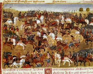 Scène de bataille Miniature du « Livre des Faits d