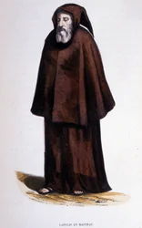 Capucin en manteau, gravure d