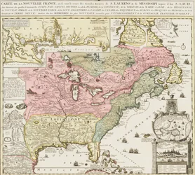 Carte du sud des États-Unis montrant le fleuve Mississippi et Saint-Louis, c. 1720