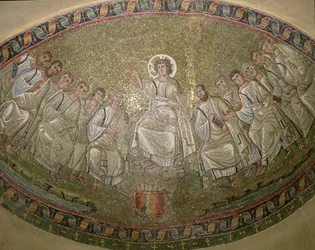 Le Christ législateur, trônant avec les apôtres, San Lorenzo Maggiore, Milan (mosaïque)
