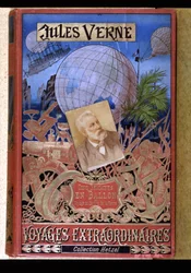 Couverture du livre «Voyages extraordinaires : Cinq semaines en ballon et Voyage au centre de la Terre» par Jules Verne, éd. Hetzel