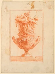 Conception pour un vase avec des satyres