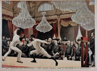 Escrime : une attaque - dans "Le Petit Journal" du 09/06/1895