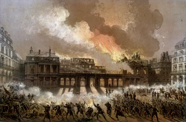 Incendie du Palais Royal le 24 mai 1871 - lithographie, fin du XIXe siècle