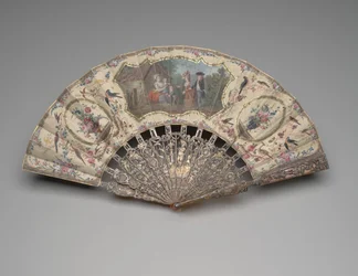 Éventail pliant avec une scène de visite à la nourrice, c.1780