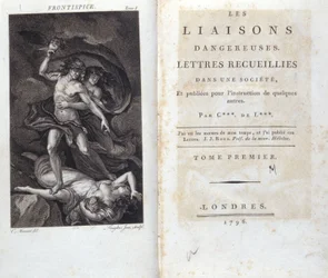 Frontispice et Page de Titre du livre «Les Liaisons dangereuses» de Choderlos de Laclos, Londres