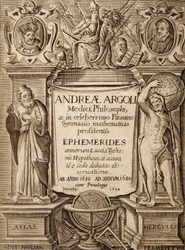 Frontispice des Éphémérides avec Hercule et Atlas par Andreae Argoli