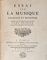 Frontispice de « Essai sur la musique ancienne et moderne » par Jean Benjamin de Laborde (Jean-Benjamin de La Borde) (1734-1794) 1780 Bologne, musée civique de la musique