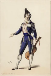 Giorgio Ronconi dans le rôle de Figaro dans l