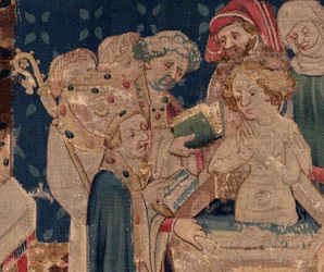 Histoire de Saint Piat et Saint Éleuthère, Scène 13 : Baptême de Blanda (détail)