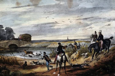 Scène de chasse - Gravure anonyme, vers 1850