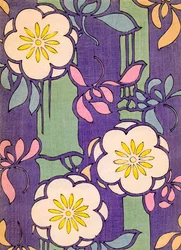 Illustration de fleurs sur un fond lavande et vert