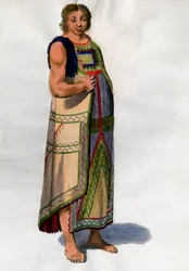 Costume indien de Montevideo en Uruguay. Lithographie de la fin du 18ème siècle. Paris, arts décoratifs