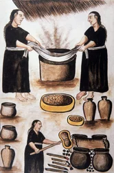 Indiens cuisinant de la viande, du livre "Trujillo del Peru" ou "Códice Martínez Compañón", par Baltazar Martinez Compañón y Bujanda, évêque de Trujillo (1782-1785)