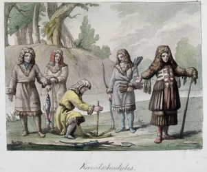 Peuple Kamtschadales en Sibérie. Dans « Le Costume Ancien et Moderne » 1819-1820, par Ferrario
