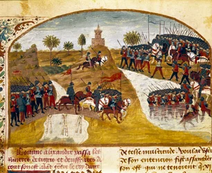 Le roi Alexandre le Grand et son armée traversent le Tigre et l