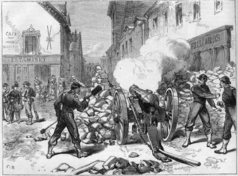 La Commune de Paris en 1871. Batterie installée à Issy par les fédérés (communards).