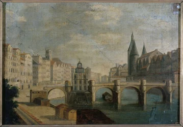 Le Grand Bras du Pont-Neuf et la pompe de la Samaritaine, vers 1800, 1er arrondissement actuel, entre 1795 et 1805