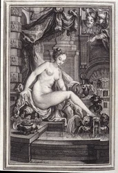 Le Roi Candaule et le maître en droit dans « Contes et nouvelles en vers » par Jean de La Fontaine. 1762.