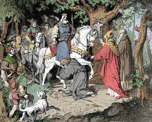 Liudolf (Liudolf, duc de Souabe) (930-957) implore le pardon de son père Otton I du Saint-Empire
