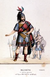 Personnage de Macbeth en costume de guerrier dans l