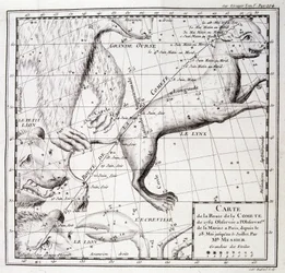 Carte de la route de la comète de 1762 et carte du ciel, observée par Messier - gravure