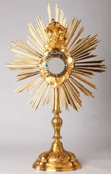 Ostensoir. Vermeil, diamants, fausses pierres précieuses avec statue de Dieu le Père. 18ème siècle.
