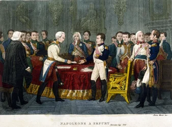 Napoléon Ier (1769 - 1821) rencontre Alexandre Ier à Erfurt en 1808